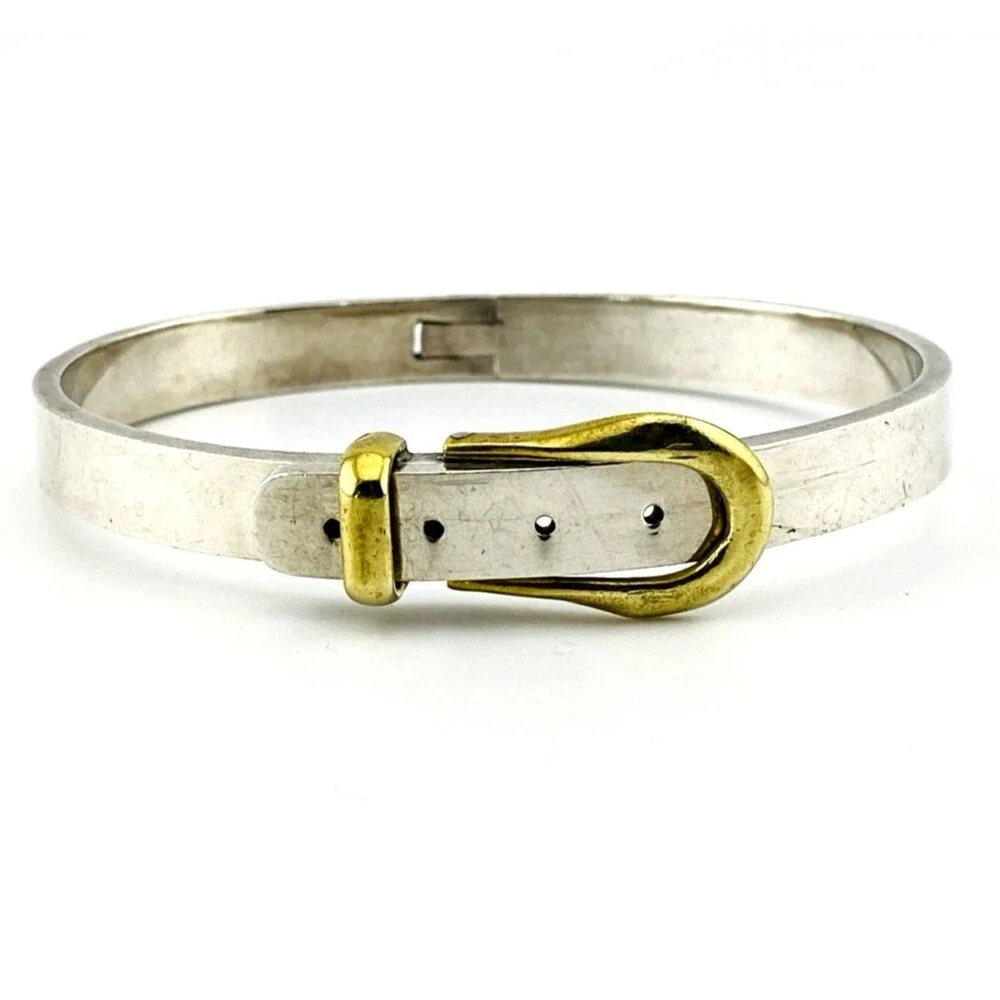 Vintage Taxco Mexico Sterling Silver Hinged Belt Buckle Cuff Bangle Bracelet